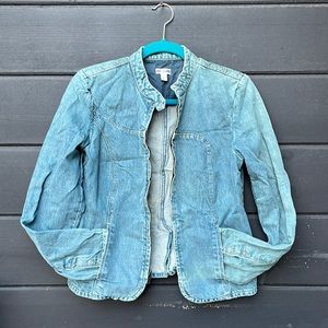 Gap Women Denim Jacket Blue Full Zip Pockets Long Sleeve Size 8